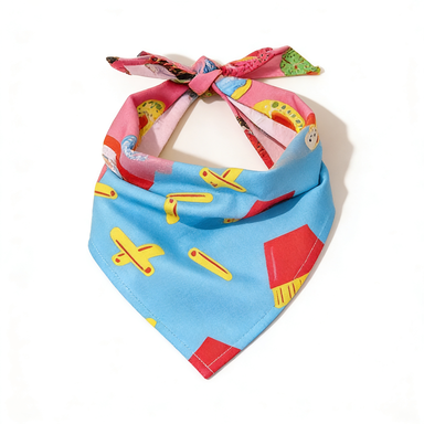 Blue Skateboard Print Tie-On Pet Bandana