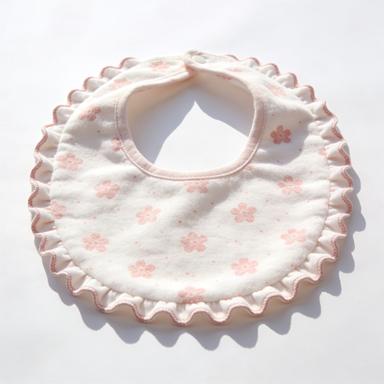 Pink Floral Embroidered Ruffle Pet Bib