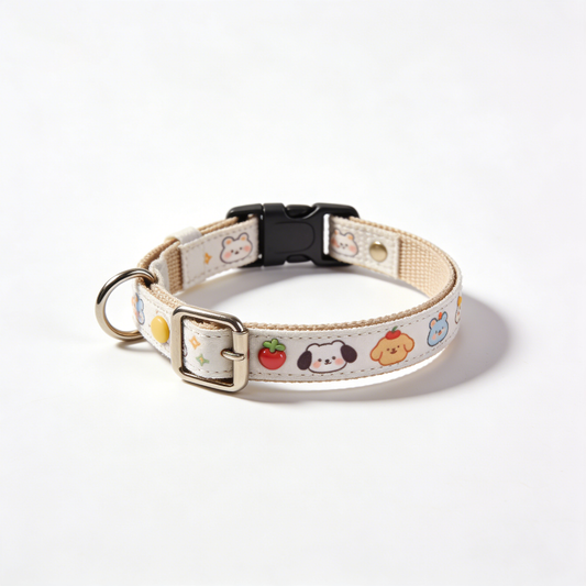 Cute Cartoon Animal & Fruit Print Pet Collar