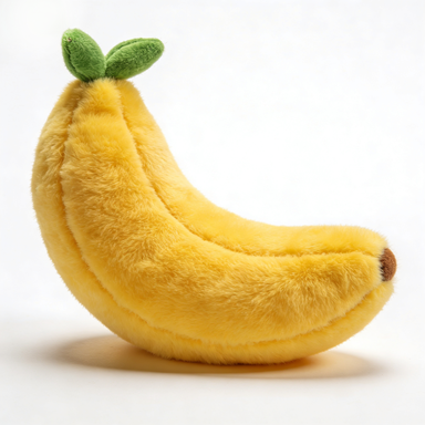 Plush Banana Pet Toy with Green Leaves