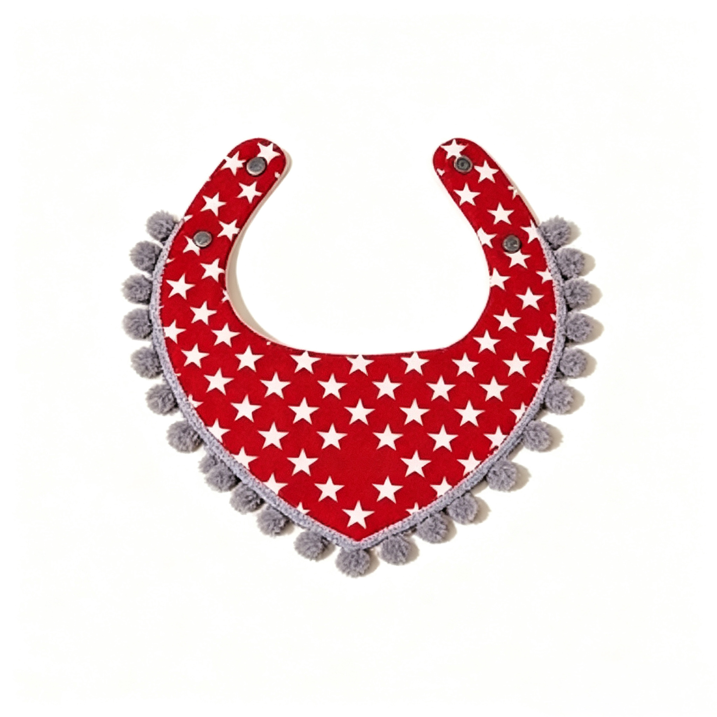 Red Star Print Pom Pom Pet Bib