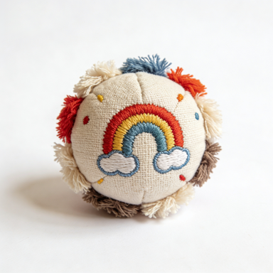 Rainbow Embroidered Ball Pet Toy