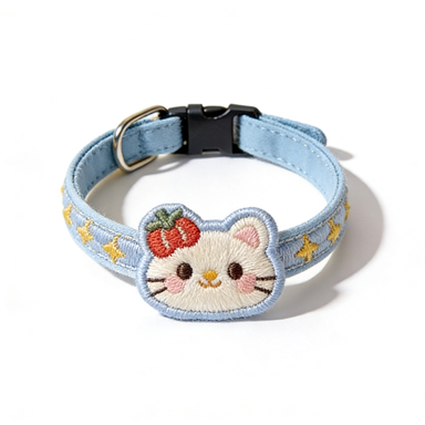 Strawberry Cat Embroidered Star Pet Collar