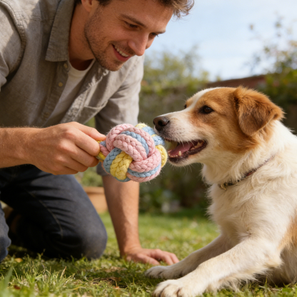 Pastel Macaron Rope Ball Pet Toy