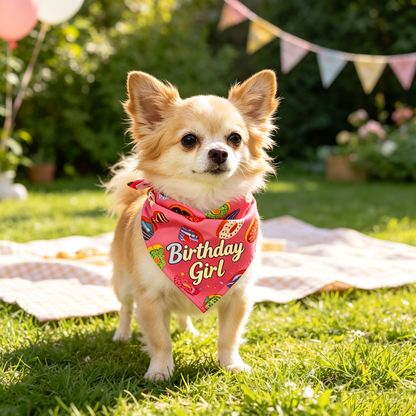 Pink Birthday Girl Print Pet Bandana