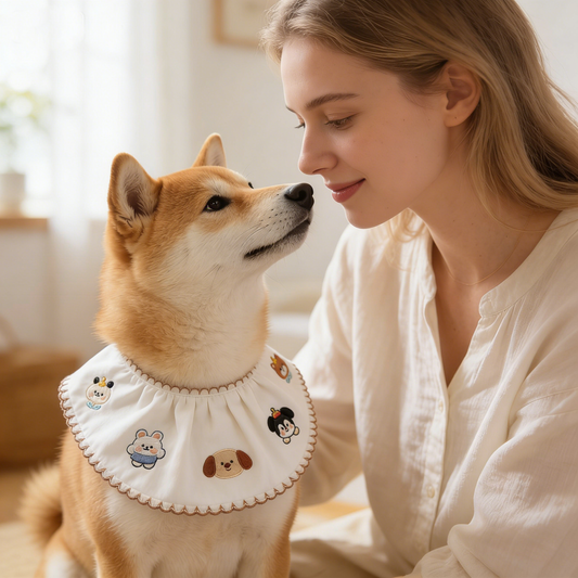 Cartoon Character Embroidered Ruffle Pet Bib