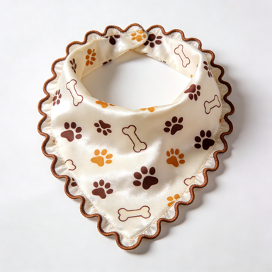 Paw Print Bone Scalloped Pet Bandana