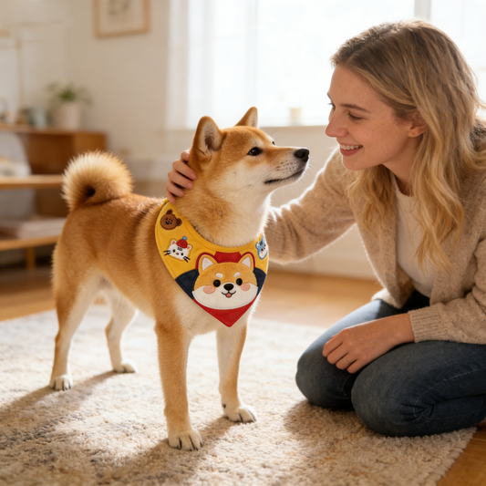 Shiba Inu Applique Color Block Pet Bandana