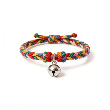 Rainbow Braided Rope Pet Collar with Bell
