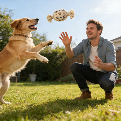 Paw Print Rope Ball Pet Toy