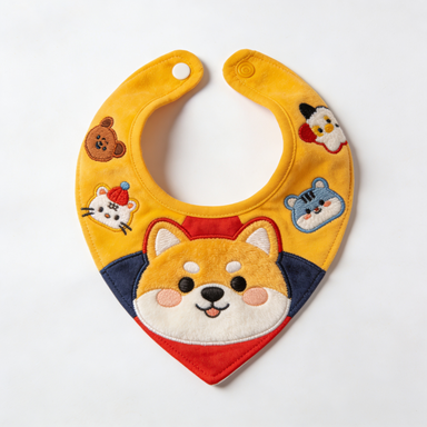 Shiba Inu Applique Color Block Pet Bandana