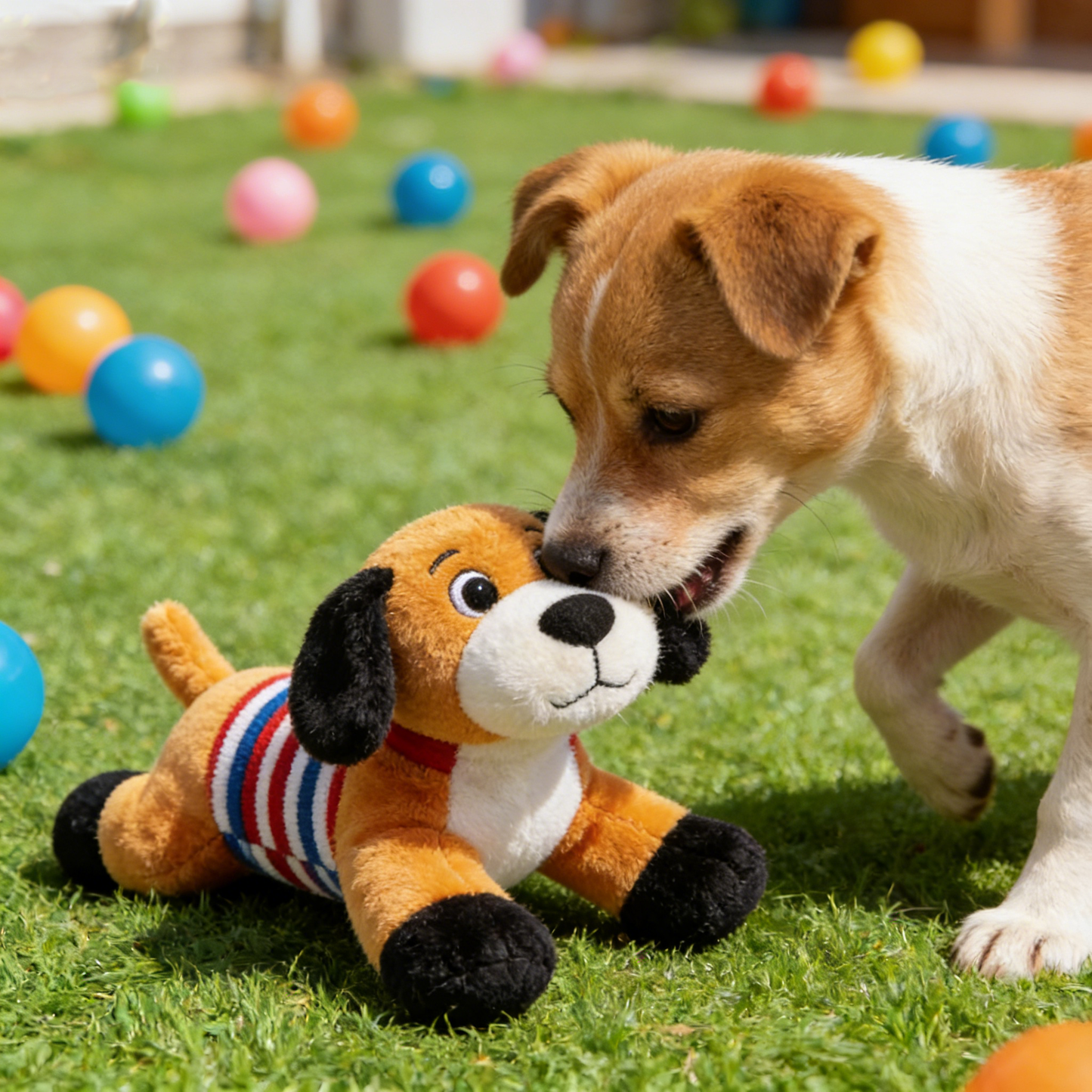 Striped Standing Dog Plush Pet Toy