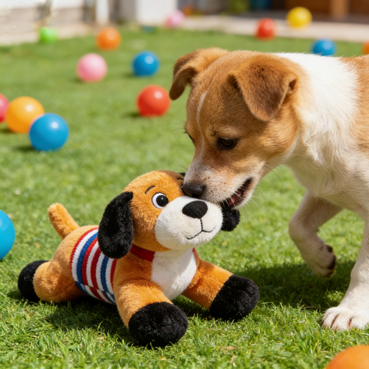 Striped Standing Dog Plush Pet Toy