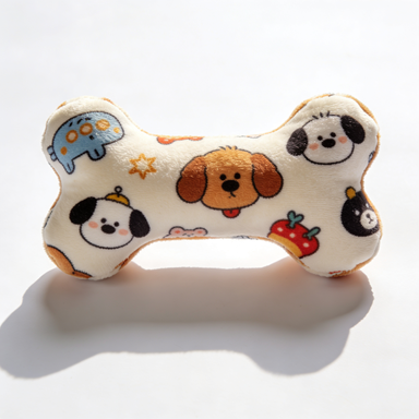 Cartoon Print Bone Plush Pet Toy