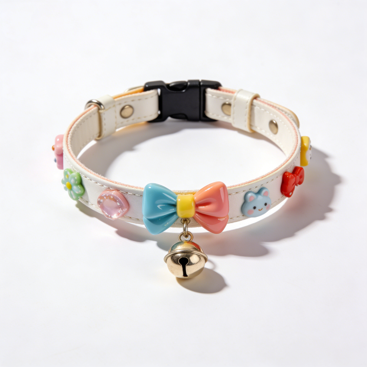 Gradient Bow & Cute Charms Pet Collar with Bell