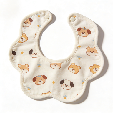 Bear Puppy Print Scallop Edge Pet Bib
