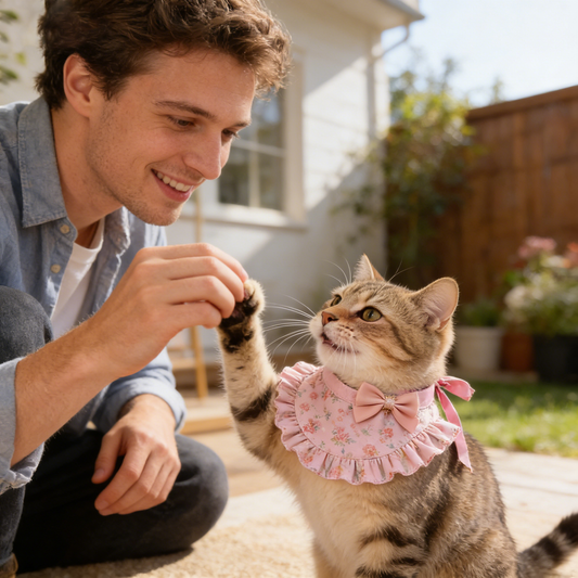 Pink Floral Bow Ruffle Pet Bib