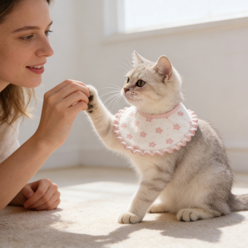 Pink Floral Embroidered Ruffle Pet Bib