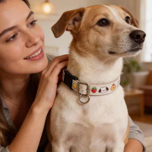 Cute Cartoon Animal & Fruit Print Pet Collar