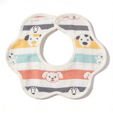 Striped Puppy Print Flower Shape Pet Bib