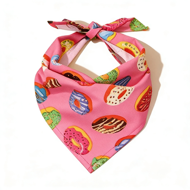 Pink Donut Print Pet Bandana