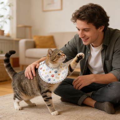 Paw Print Bone Star Scalloped Pet Bib