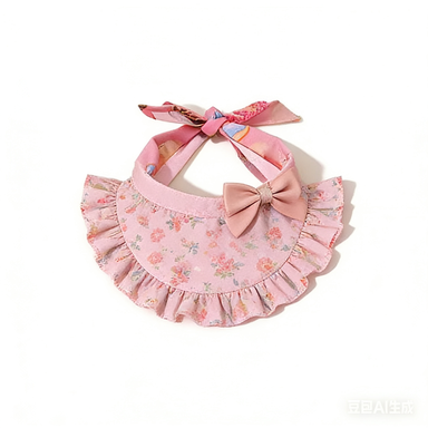 Pink Floral Bow Ruffle Pet Bib