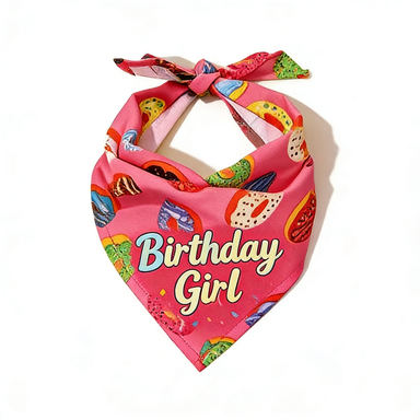 Pink Birthday Girl Print Pet Bandana
