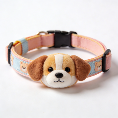 Plush Puppy Head Patch Pet Collar
