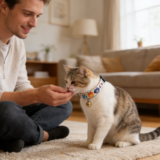Colorful Cartoon Animal Print Pet Collar with Bell