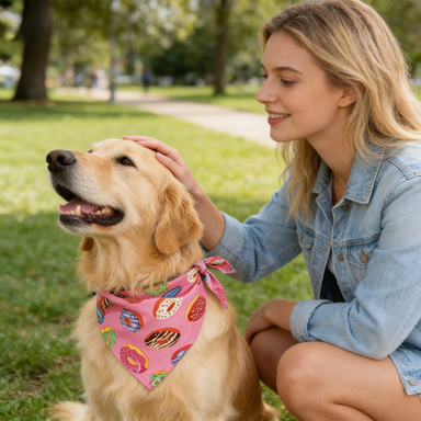 Pink Donut Print Pet Bandana